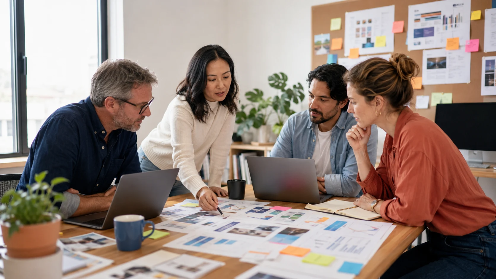 A performance marketing team reviewing campaign strategy and growth analytics together